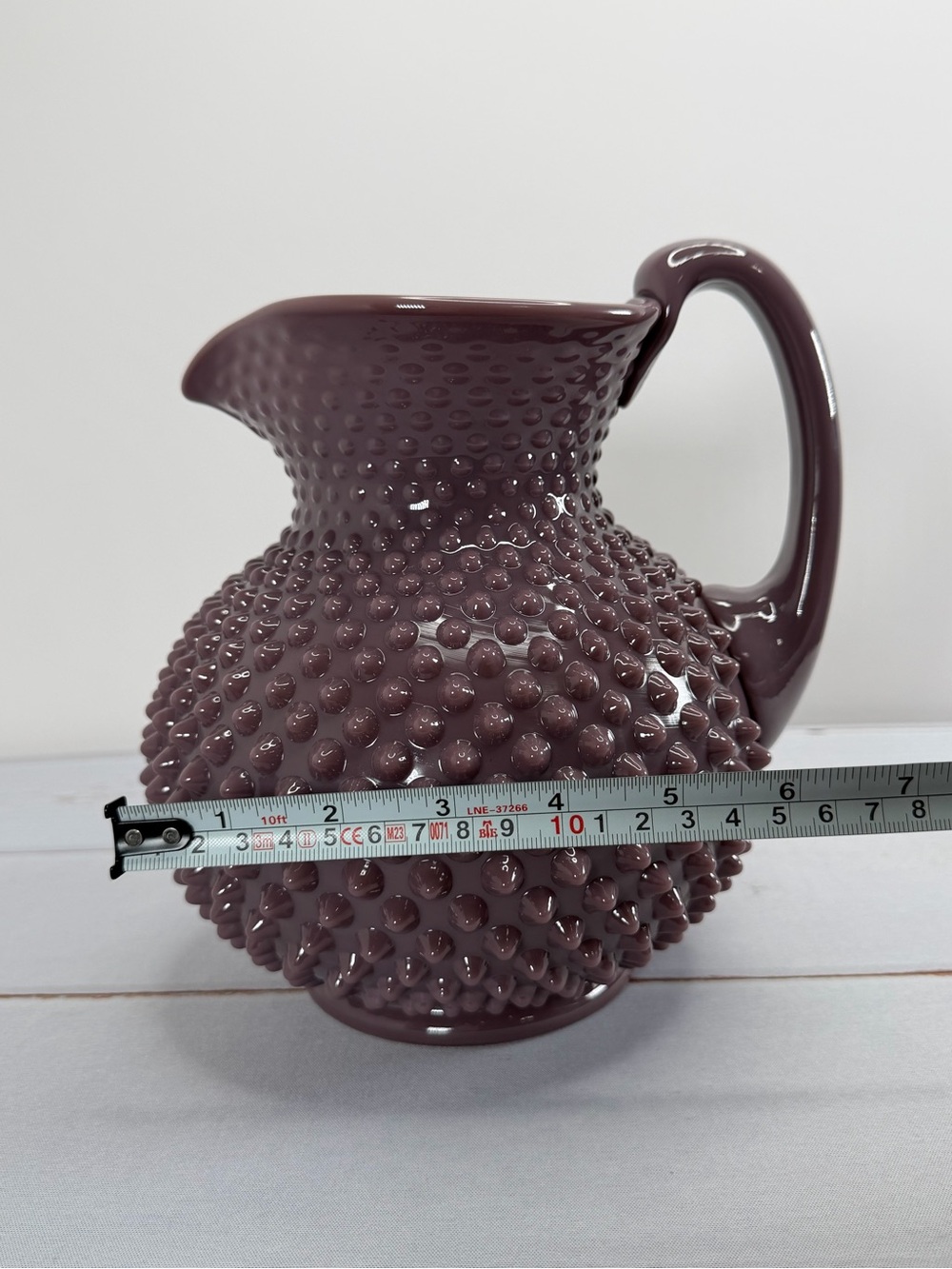 Mosser Glass Gigi Hobnail Pitcher Eggplant Purple 70 oz Fenton Mold - Picture 12 of 14